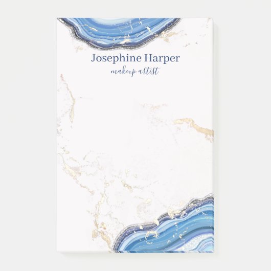 Post-it® Elégant Blue Navy Geode Gold Parties scintillant m (Devant)