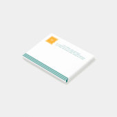 Post-it® Élégant blues Turquoise blanc rayé Monogramme B &  (Incliné)