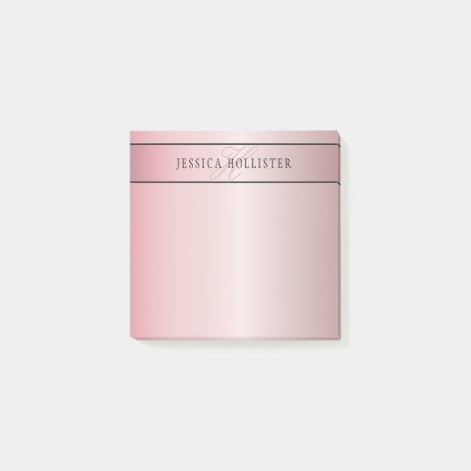 Post-it® Elégant Blush Faux Rose Gold | Nom et initiales (Devant)