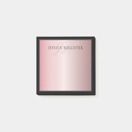 Post-it® Elégant Blush Faux Rose Gold | Nom et initiales (Devant)
