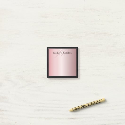 Post-it® Elégant Blush Faux Rose Gold | Nom et initiales (Sur un bureau)