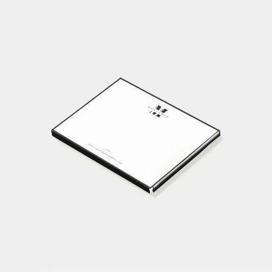 Post-it® Elégant Bordure noire Gras Simple Nom Monogramme (Incliné)