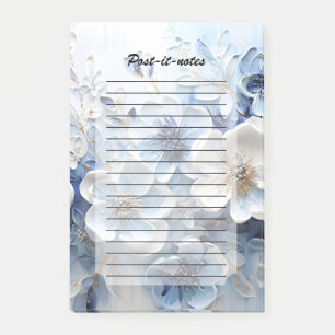 Post-it® Élégant Botanique Floral Bleu Blanc Moderne