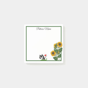 Post-it® Élégant Chat Cute Et Tournesol Jaune Personnalisé