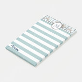 Post-it® Elégant chic coquillages d'été rayures monogramme (Incliné)