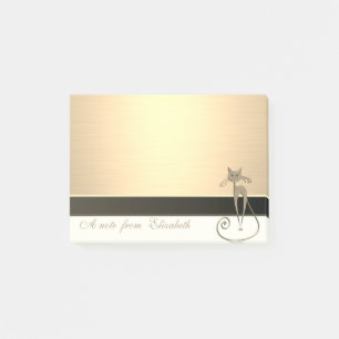 Post-it® Élégant Chic Féminin Stylé, Faux Or, Chat