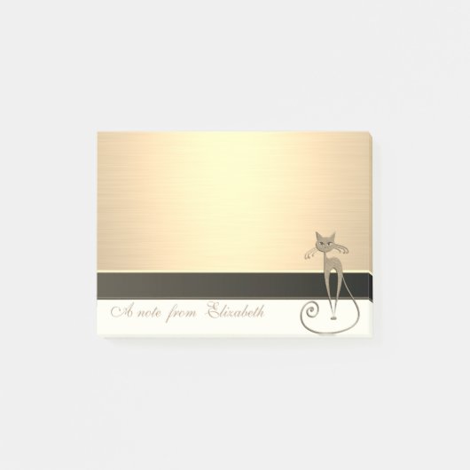 Post-it® Élégant Chic Féminin Stylé, Faux Or, Chat (Devant)