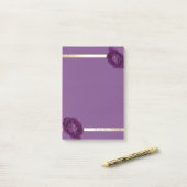 Post-it® Élégant Chic Fille Doré Rayures,Violet ,Roses (Sur un bureau)