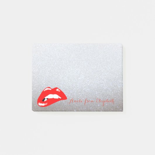 Post-it® Élégant Chic Fille Stylée , Pailleté, Lèvres (Devant)