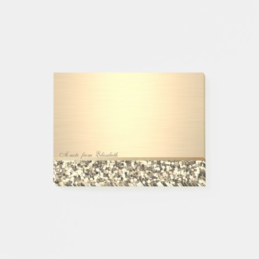 Post-it® Élégant Chic Fille Stylée , Paillettes Dorées (Devant)