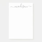 Post-it® Élégant chic Gris Calligraphie Script Nom enseigna (Devant)