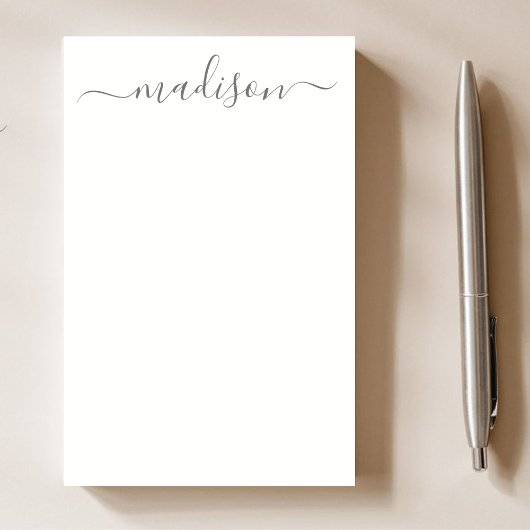 Post-it® Élégant chic Gris Calligraphie Script Nom enseigna