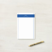 Post-it® Elégant Chic Monogramme Marine Bleu Frontière géom (Sur un bureau)