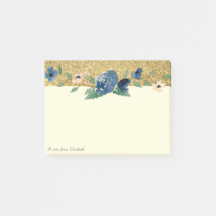 Post-it® Élégant Chic, Paillettes Dorées, Floral