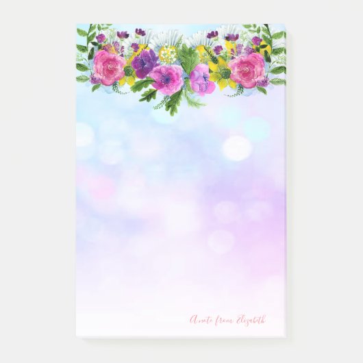 Post-it® Elégant Chic Stylish Girly, Bokeh, Fleurs (Devant)