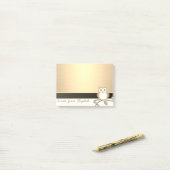 Post-it® Élégant Chic Stylish Girly, Faux Gold, Chouette (Sur un bureau)