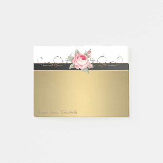 Post-it® Élégant Chic Stylish Girly, Faux Gold, Rose (Devant)