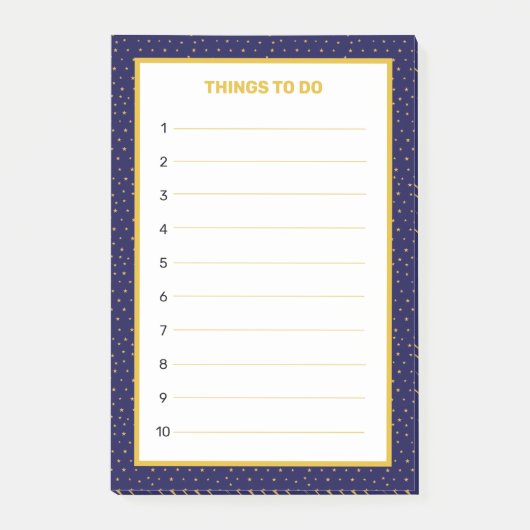 Post-it® Élégant Choses à Faire éditable Bleu Nuit & Or (Devant)