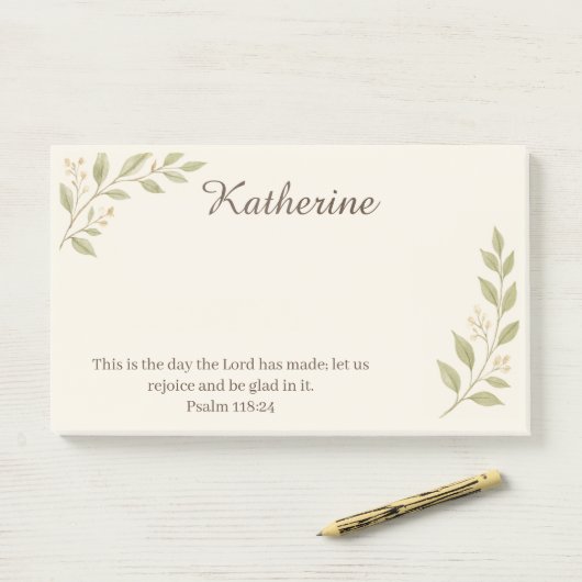 Post-it® Elegant Christian Botanical Sticky Notes 10"x6" (Sur un bureau)