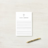 Post-it® Elegant Christian cross name lined white (Sur un bureau)