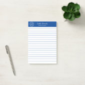 Post-it® Élégant Cobalt Blue Professionnel Monogramme Entre (Bureau)