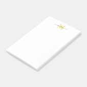 Post-it® Élégant Design Moderne Script Monogramme Noir Jaun (Incliné)