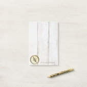 Post-it® Elégant Design, Texture Bois, Compas Nautique (Sur un bureau)