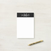 Post-it® Élégant élégant noir gris monogramme Nom du script (Sur un bureau)