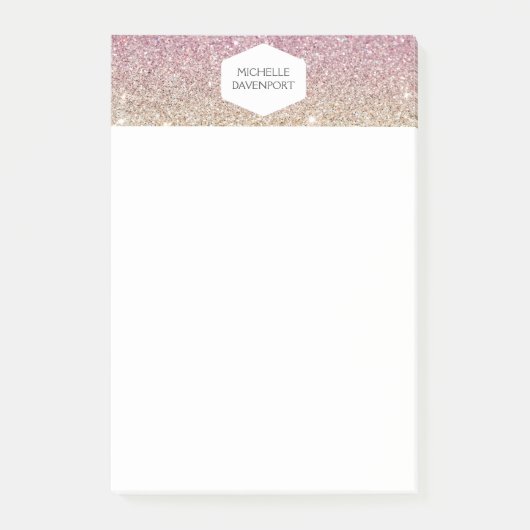 POST-IT® ÉLÉGANT EMBLÉME BLANC SUR PARTIES SCINTILLANT OMBR (Devant)