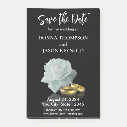 Post-it® Élégant Enregistrer la date White Rose Gold Ring S (Devant)