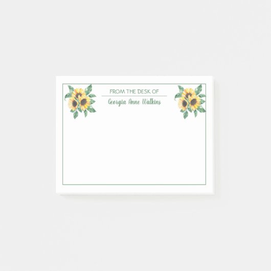 Post-it® Élégant enseignant de fleurs de tournesol Monogram (Devant)