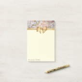 Post-it® Élégant et stylé, nœud, texture de marbre doré sci (Sur un bureau)