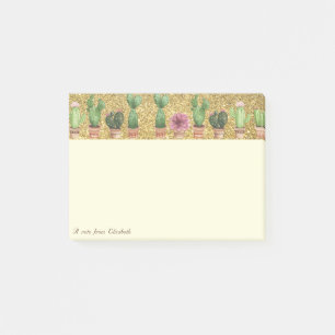 Post-it® Élégant et stylé, paillettes dorées, cactus