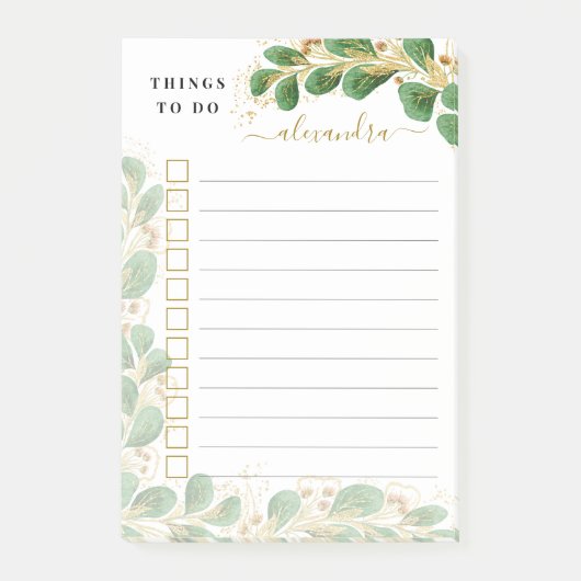 Post-it® Elégant Eucalyptus Monogrammed Que Faire (Devant)