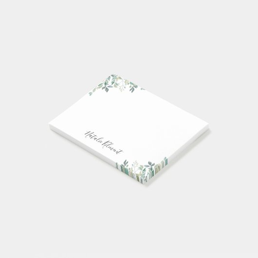 Post-it® Elégant Eucalyptus Verdure Rustique Feuilles verts (Incliné)