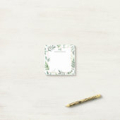 Post-it® Elégant Feuilles d'aquarelle verte personnalisée (Sur un bureau)