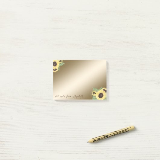 Post-it® Élégant, Fille, Fleurs de soleil (Sur un bureau)