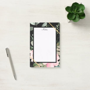 Post-it® Élégant floral noir moderne