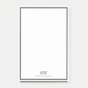 Post-it® Élégant Formel Bordure Noir Blanc Nom Adresse