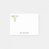 Post-it® Elégant Gold Caduceus Docteur Monogramme Nom 4x3 (Devant)