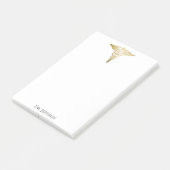 Post-it® Elégant Gold Caduceus Docteur Monogramme Nom 4x6 (Incliné)