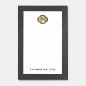 Post-it® Elegant Gold Monogram Black Leather Look (Devant)