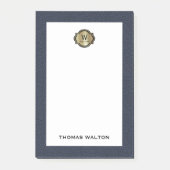 Post-it® Elegant Gold Monogram Blue Leather Look (Devant)