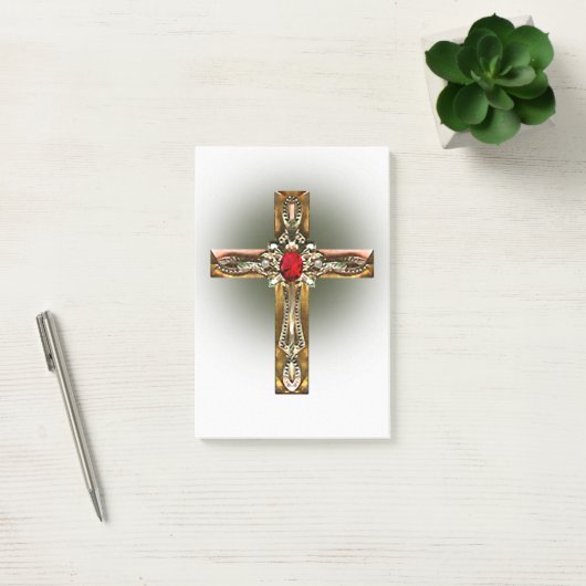 Post-it® Elegant Gold & Ruby Cross (Bureau)