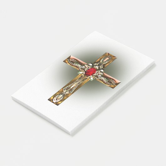 Post-it® Elegant Gold & Ruby Cross (Incliné)