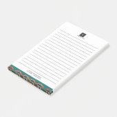 Post-it® Élégant Gold Wave Blue Logo Turquoise Business (Incliné)