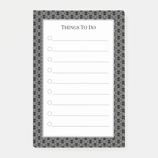 Post-it® Élégant Gris Noir & Blanc Choses À Faire (Devant)