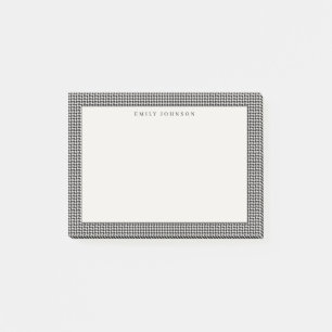 Post-it® Élégant Houndstooth Monogramme Noir et Ivoire