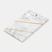 Post-it® Élégant Marbre blanc or Monogramme (Incliné)