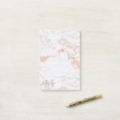 Post-it® Élégant marbre et Rose or monogramme (Sur un bureau)